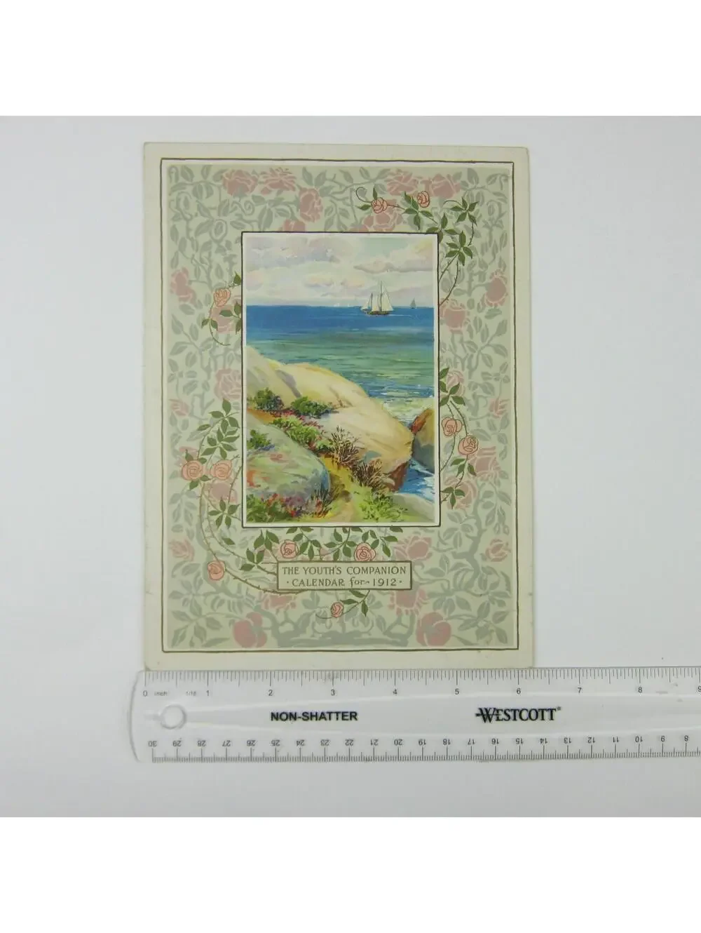 Youth’s Companion 1912 Calendar Perry Mason Co. Sailboats Lady Antique RARE